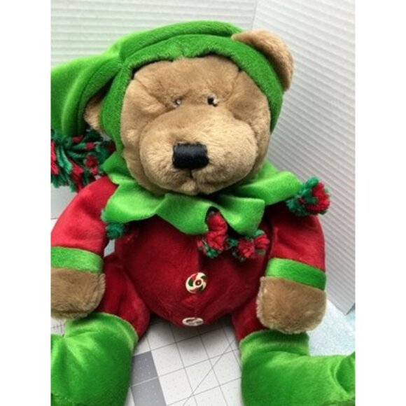 Hallmark DAN DEE 2002 BROWN BEAR ELF Christmas PLUSH Stuffed Animal TOY - Picture 7 of 9